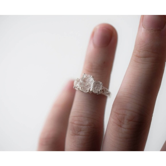 Unique Engagement Ring, Diamond Ring, raw stone ring, Anniversary Ring, - Picture 4 of 5